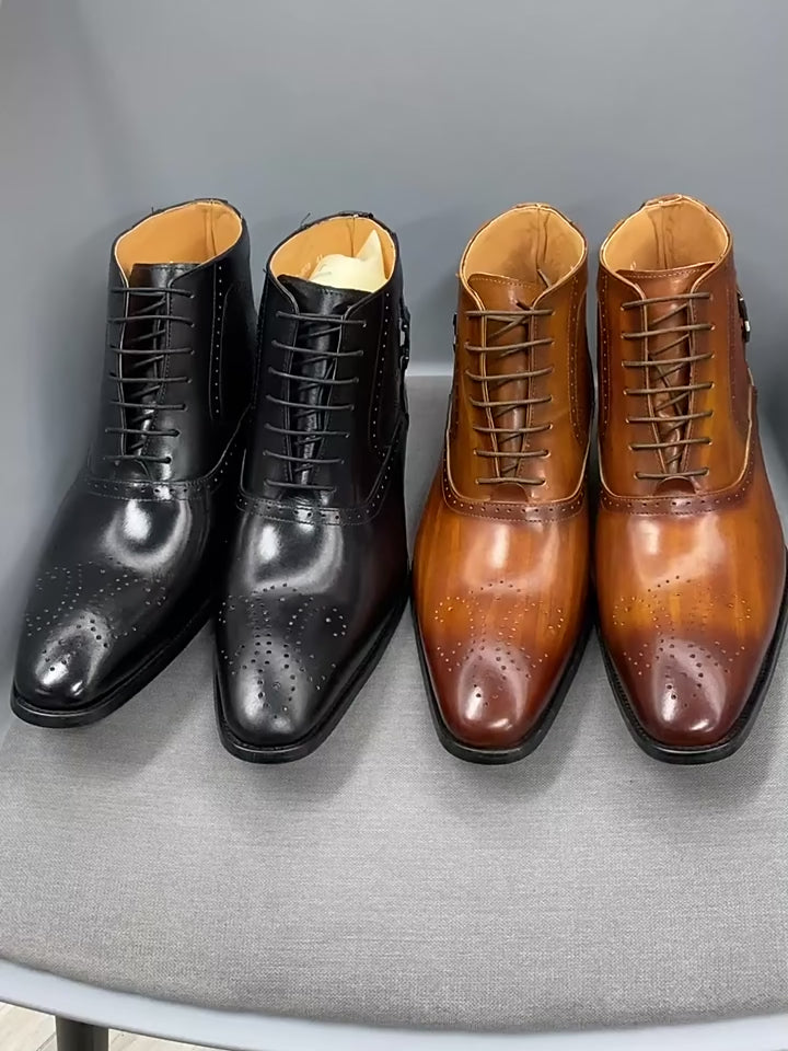 The Byaro - Men's Italian Leather Brogue Dress Boots