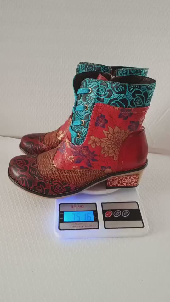 Konzoy2 -  Retro Painted Clasp Leather Boots for Women