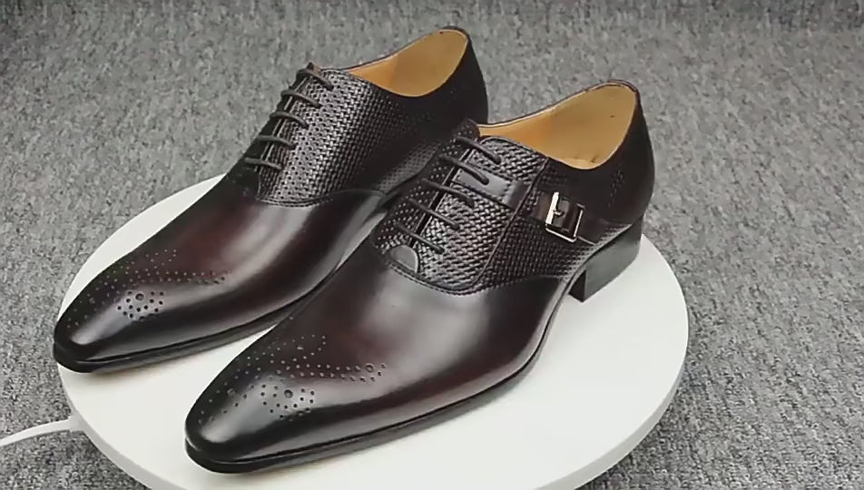 Aubino 2 - Luxury Men's single strap Cap Toe Oxford Shoes (2 patterns design)