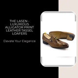 The Lasen - Luxurious Alligator Print Leather Tassel Loafers by@Outfy