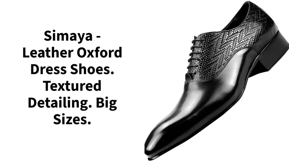 simaya - leather oxford dress shoes. textured detailing. Big sizes. by@Outfy