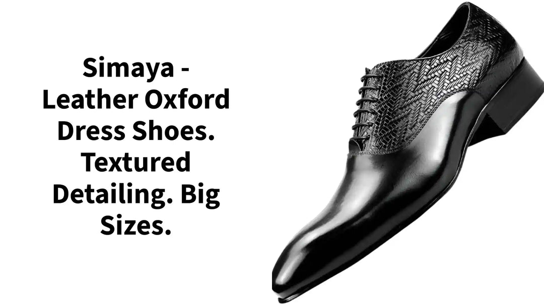 simaya - leather oxford dress shoes. textured detailing. Big sizes. by@Outfy