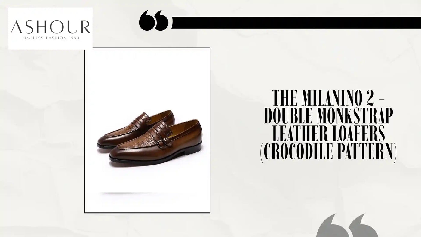 The Milanino 2 - Double Monkstrap Leather Loafers (Crocodile pattern) by@Outfy