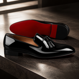 Rossi P3 patent leather red-bottom loafers for men - lifestyle product shot