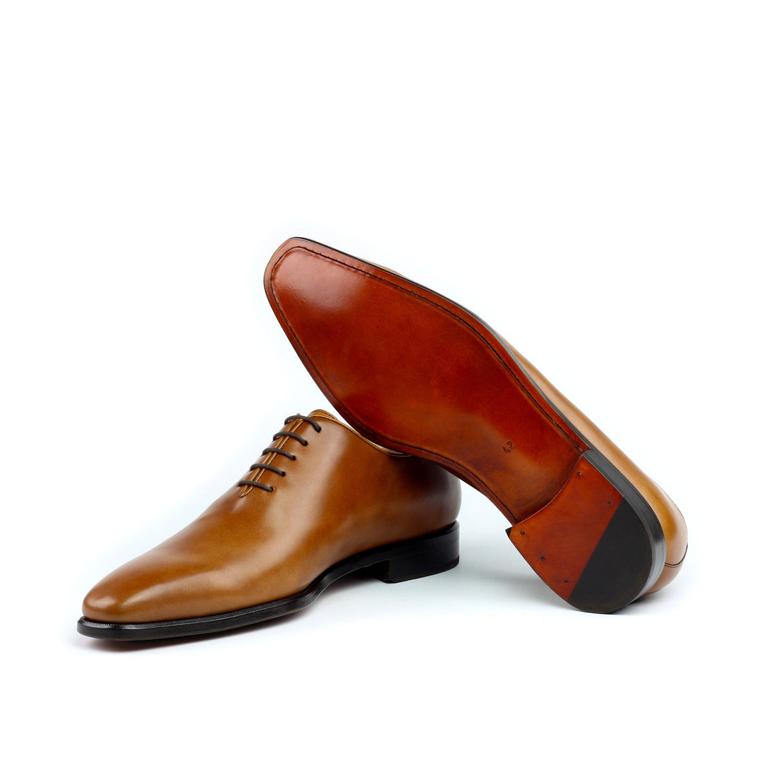 EPICTETUS - Unique Handcrafted Golden Brown Wholecut Oxford Formal Dress Shoes by Le Ruux - Ashour Shoes