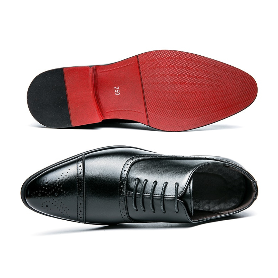 il Rosso - Red bottom sole Leather Oxford Shoes For Men