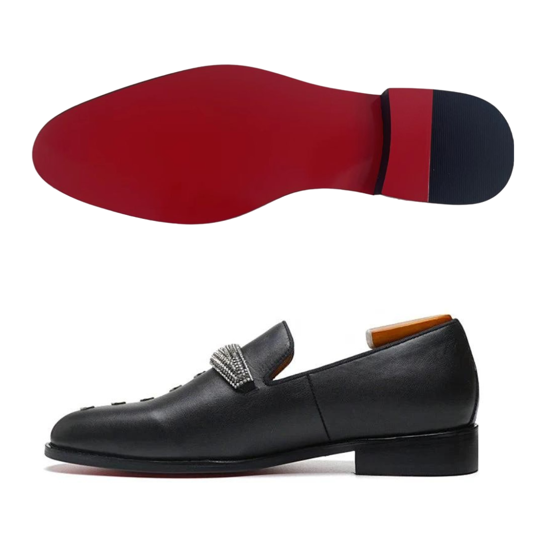 Luxxone - Red bottom designer leather loafers for men