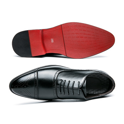 Men's New Black Leather Lace up Casual Shoes Red sole shoes