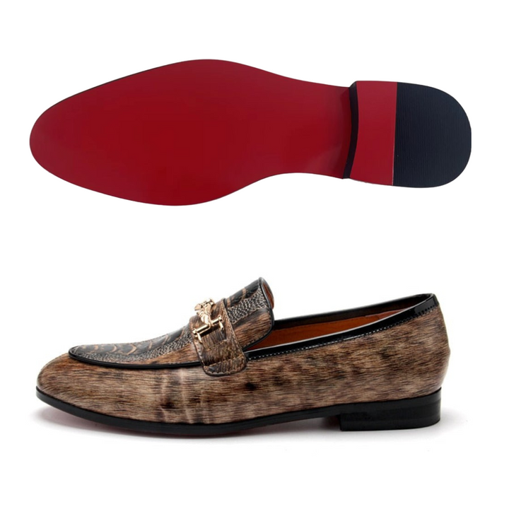 il legno - Red bottom sole Italian style leather loafers for men