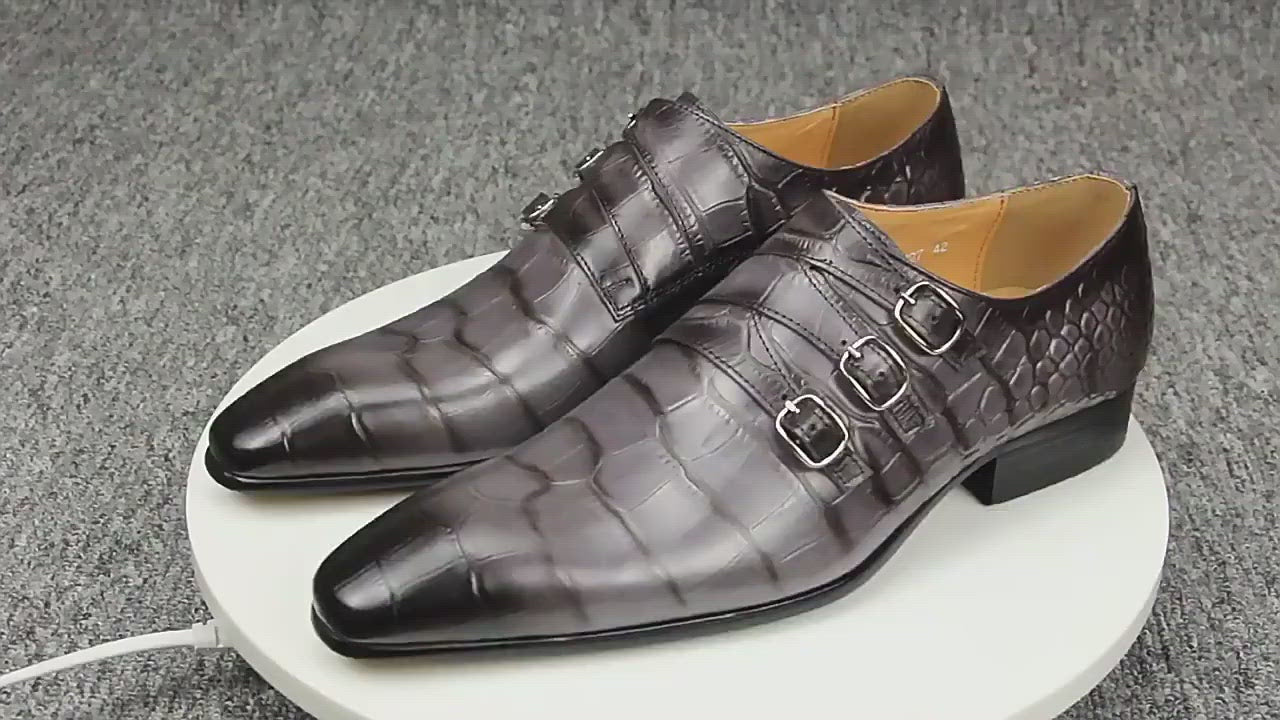 Ashour's Crocodile - Men's Fashionable Loafers Monkstrap