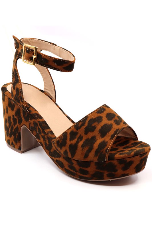 Tina - Cheetah Imprint Platform Sandals for Women - Ashour Shoes