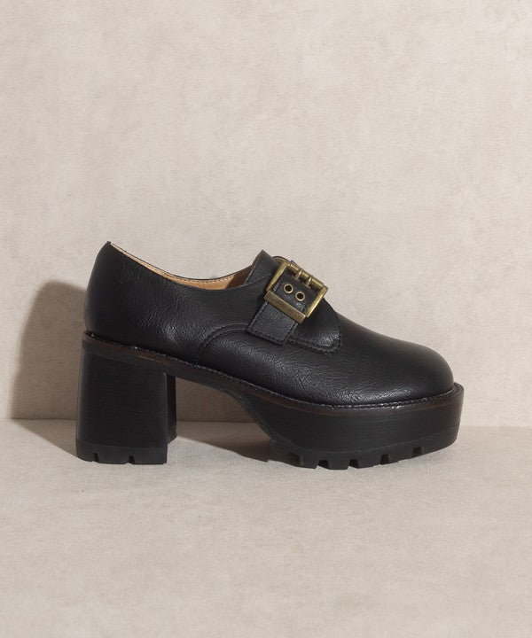 Sarah - Buckled Platform Loafers For women - Ashour Shoes