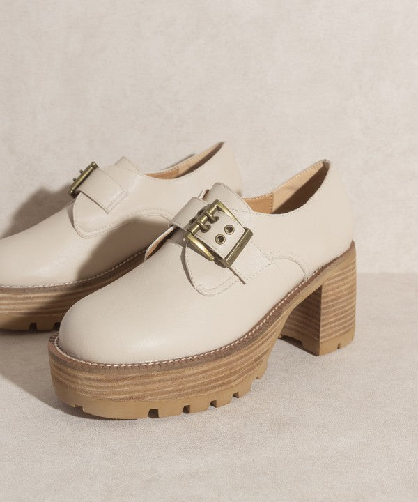 Sarah - Buckled Platform Loafers For women - Ashour Shoes