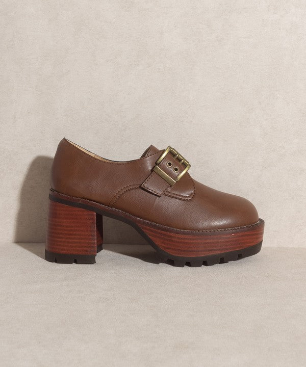 Sarah - Buckled Platform Loafers For women - Ashour Shoes