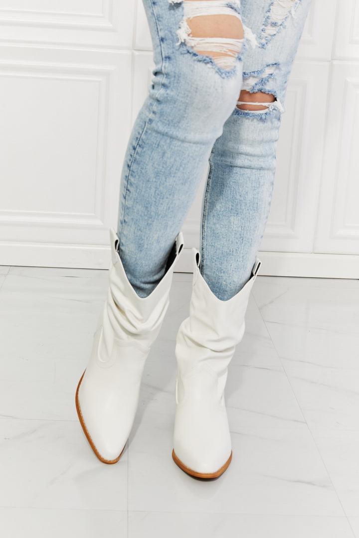 Texas Scrunch - Cowboy Boots in White For women - Ashour Shoes