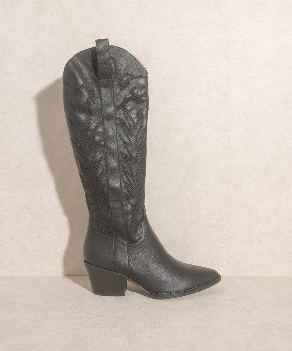 Samara - Embroidered Tall Leather Boots For Women - Ashour Shoes