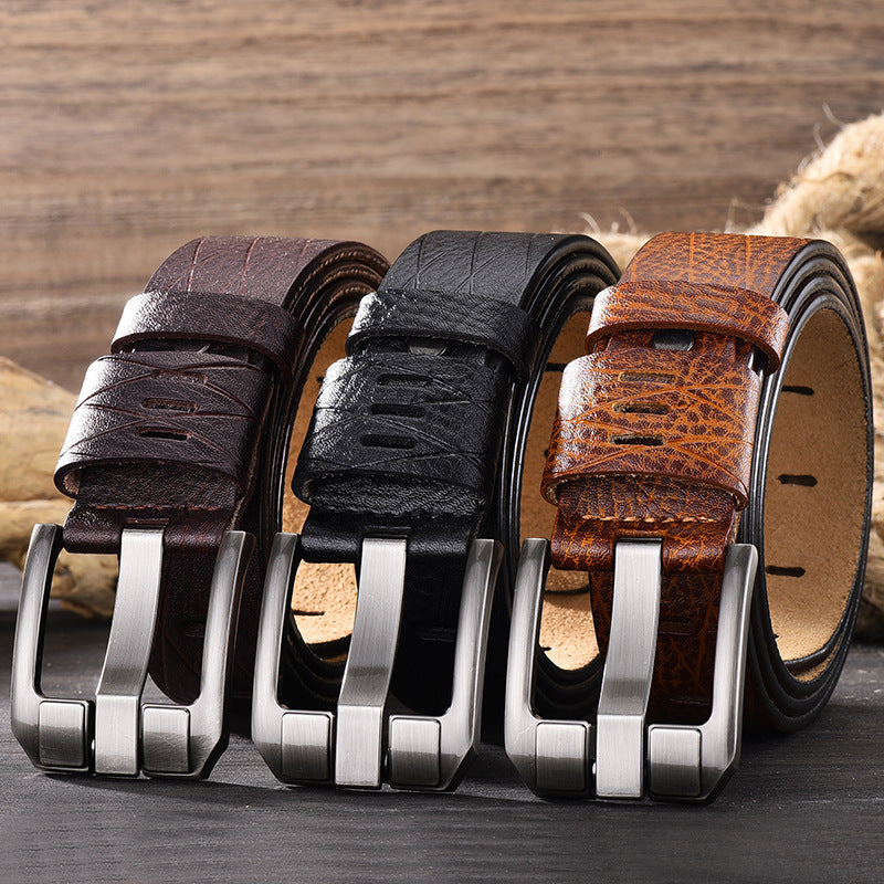 Versatile double leather belt for men - Ashour Shoes