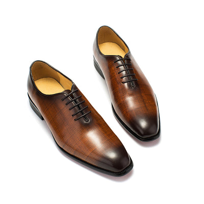 Ashour's Marrone - Plain Toe Oxford Leather Dress Shoes