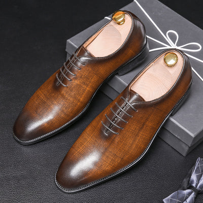 Ashour's Marrone - Plain Toe Oxford Leather Dress Shoes