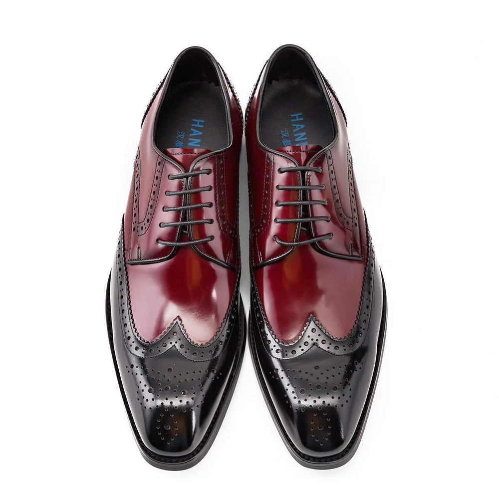 The Pratico. Leather Dress Shoes for Men - Business Red/Black Oxfords - Ashour Shoes