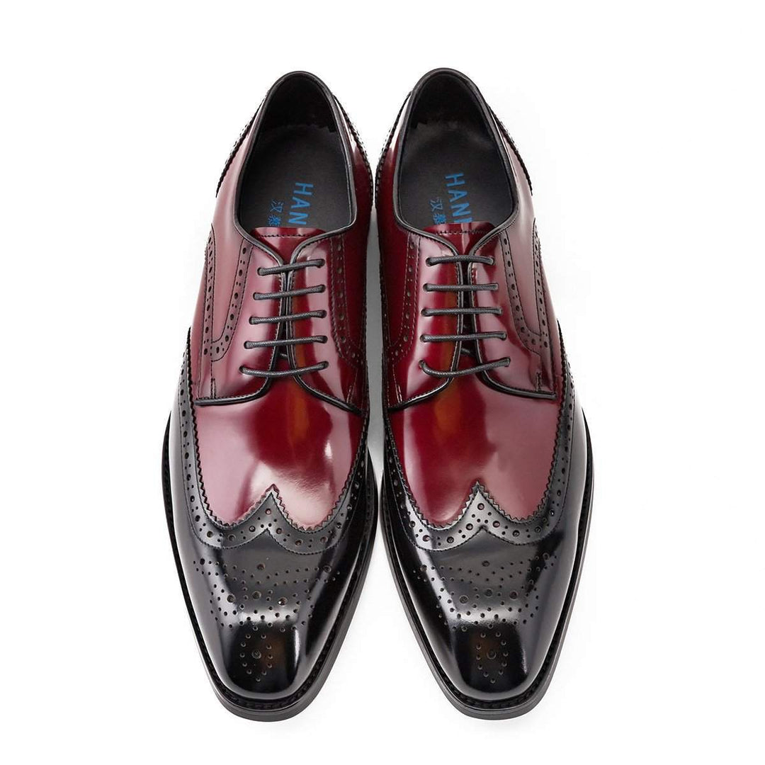 The Pratico. Leather Dress Shoes for Men - Business Red/Black Oxfords