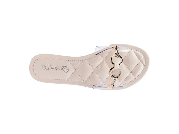 SCOTH - Clear Buckled Quilted Slides / Flat sandals for women - Ashour Shoes