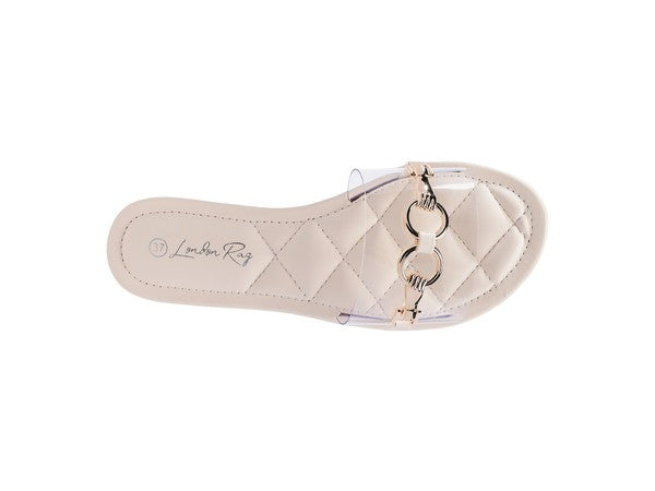 SCOTH - Clear Buckled Quilted Slides / Flat sandals for women