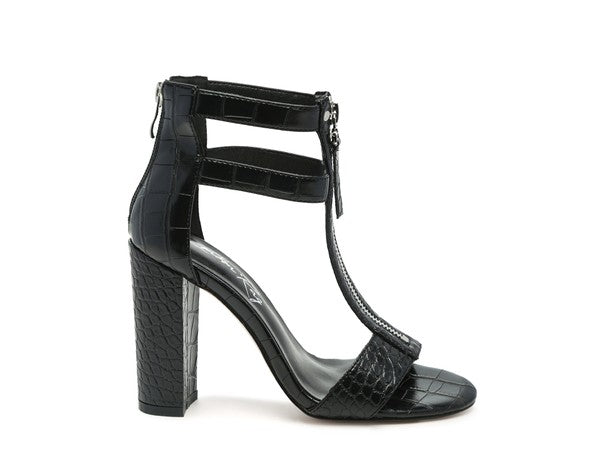 FELICITY Zip Up Croc Textured Sandals for women