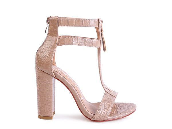 FELICITY Zip Up Croc Textured Sandals for women - Ashour Shoes