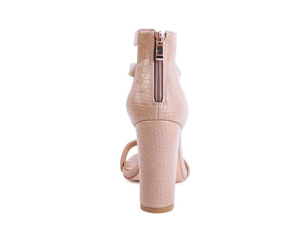 FELICITY Zip Up Croc Textured Sandals for women