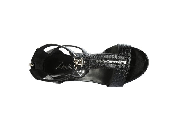 FELICITY Zip Up Croc Textured Sandals for women - Ashour Shoes