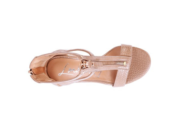 FELICITY Zip Up Croc Textured Sandals for women - Ashour Shoes