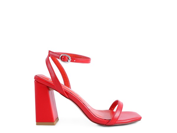 La Muzza - Red Block Heel Ankle Strap Sandals For women - Ashour Shoes