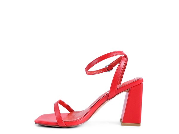 La Muzza - Red Block Heel Ankle Strap Sandals For women - Ashour Shoes