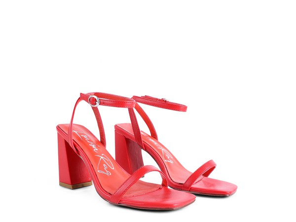 La Muzza - Red Block Heel Ankle Strap Sandals For women - Ashour Shoes