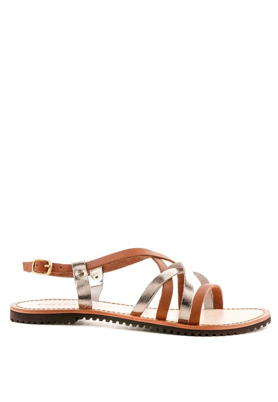 JUNEY - STRAPPY FLAT LEATHER SANDALS for women