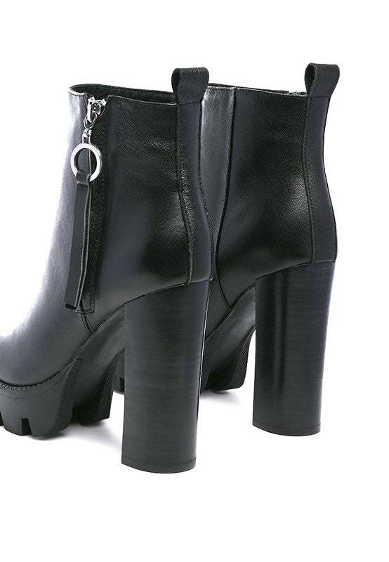 MISTRESS - Chunky Heel Leather Boots For Women