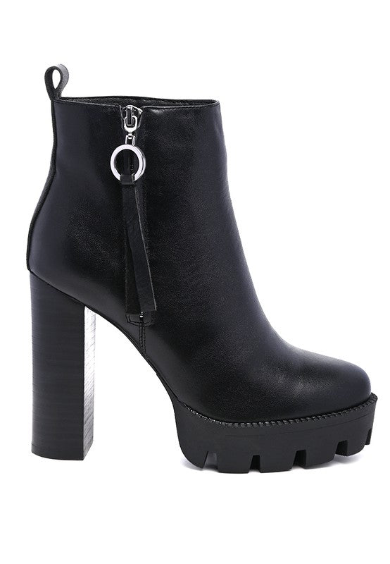 MISTRESS - Chunky Heel Leather Boots For Women