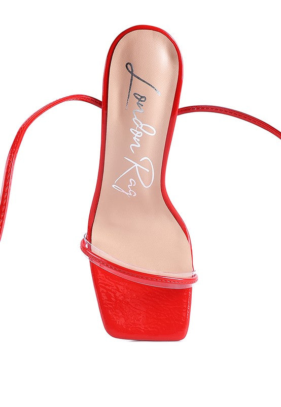 Berrina - Red SPOOL HEELED LACE UP SANDAL for Women