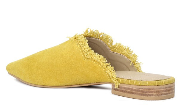 MOLLY FRAYED LEATHER MULES For Women - Ashour Shoes