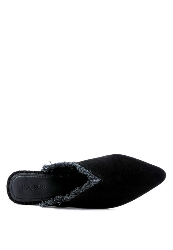 MOLLY FRAYED LEATHER MULES For Women - Ashour Shoes