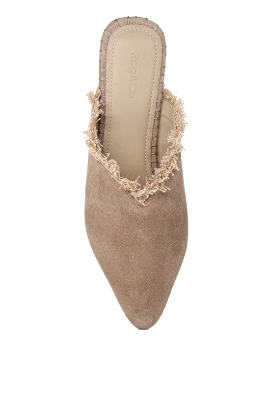 MOLLY FRAYED LEATHER MULES For Women - Ashour Shoes