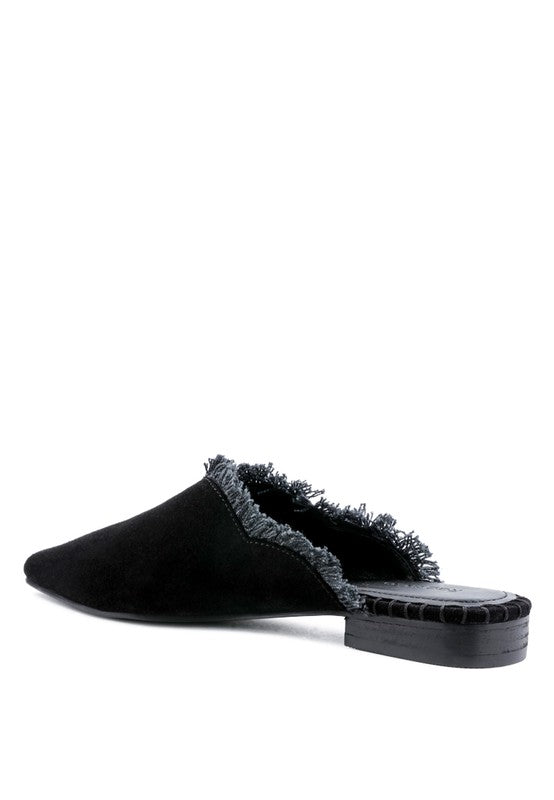 MOLLY FRAYED LEATHER MULES For Women - Ashour Shoes