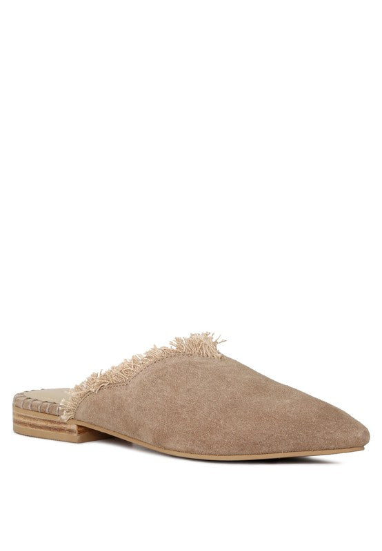 MOLLY FRAYED LEATHER MULES For Women - Ashour Shoes