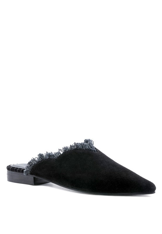 MOLLY FRAYED LEATHER MULES For Women - Ashour Shoes