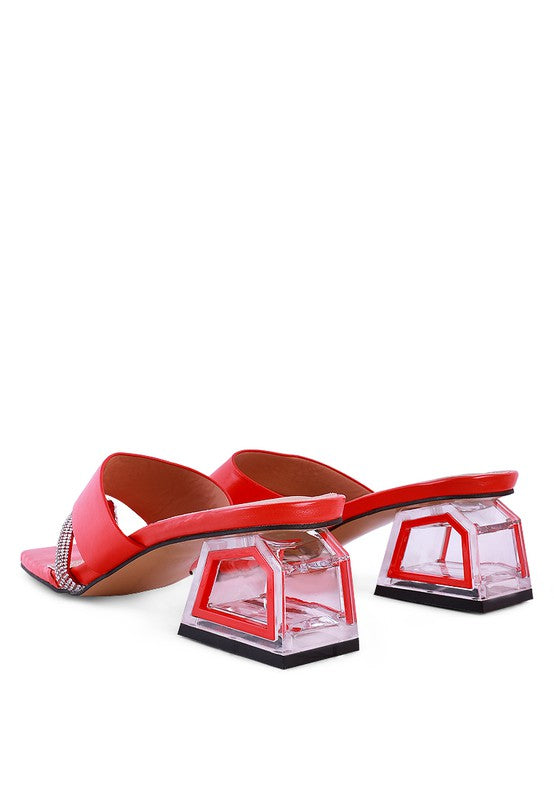 GOFLY - Red LOW HEEL SANDALS FOR WOMEN - Ashour Shoes