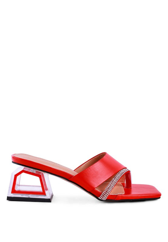 GOFLY - Red LOW HEEL SANDALS FOR WOMEN - Ashour Shoes