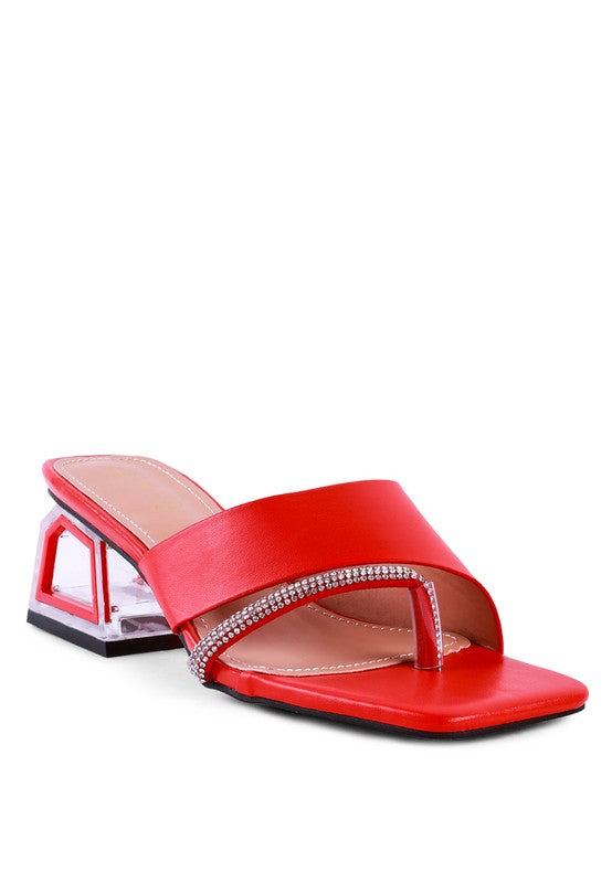 GOFLY - Red LOW HEEL SANDALS FOR WOMEN - Ashour Shoes