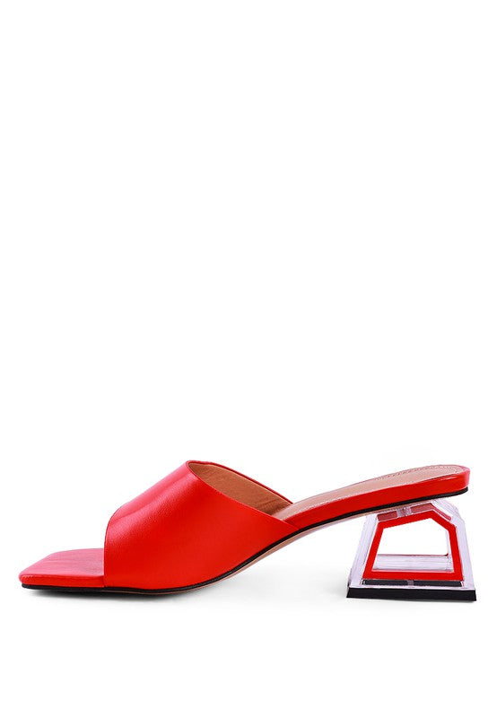 GOFLY - Red LOW HEEL SANDALS FOR WOMEN - Ashour Shoes