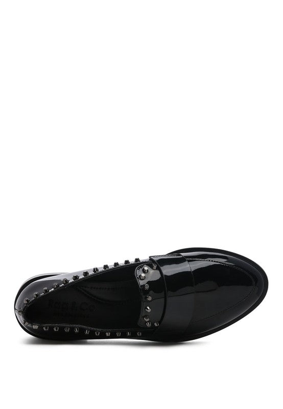 Emigliano - Shiny Black Penny Loafers for women